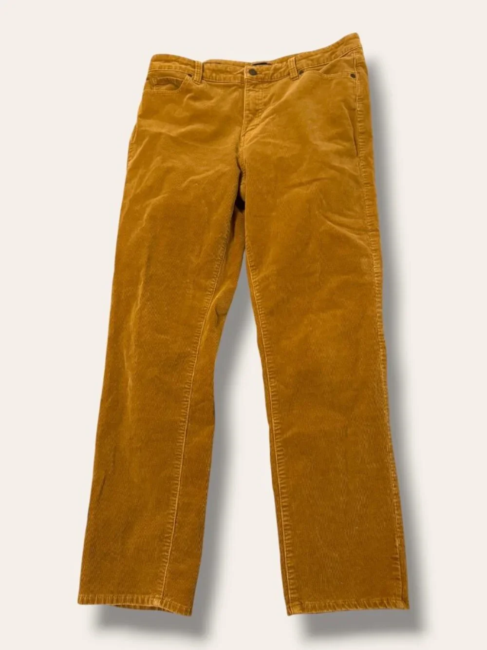 Talbots Pants Womens 10P Corduroy Straight Leg Petite Mustard Brown Classic - Picture 2 of 10